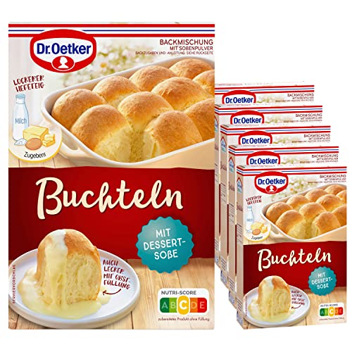 Dr. Oetker Backmischung Buchteln 6er Pack (6 x 537 g) – vegetarischer Genuss mit herbstlichem Hefegebäck und Bourbon-Vanille-Soße von Dr. Oetker