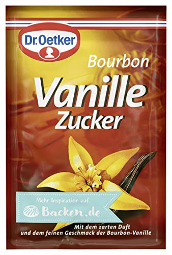 Dr. Oetker Bourbon Vanille Zucker, 3 x 8 g, Zucker verfeinert mit Extrakt aus edlen Bourbon-Vanilleschoten, zum Aromatisieren von Kuchen, Desserts & Shakes, vegan von Dr. Oetker