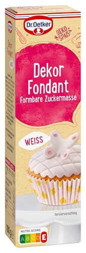 Dr. Oetker Dekor Fondant Weiß, 10 x 100 g, Topping für Kuchen & Torten, formbare Zuckermasse zum kreativen Dekorieren, ohne Backen, sofort gebrauchsfähig, vegan von Dr. Oetker