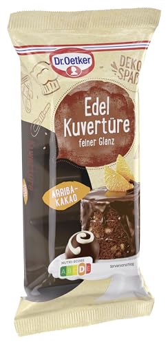 Dr. Oetker Edel-Kuvertüre, 4 x 150 g, Kuvertüre mit 57% Edelkakaomasse, Schokolade zum Schmelzen, Füllen und Überziehen von Pralinen & feinstem Gebäck, vegan von Dr. Oetker