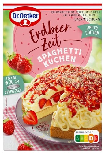 Dr. Oetker Erdbeer-Zeit Spaghetti-Kuchen Backmischung, 5er Pack (5 x 335g) von Dr. Oetker