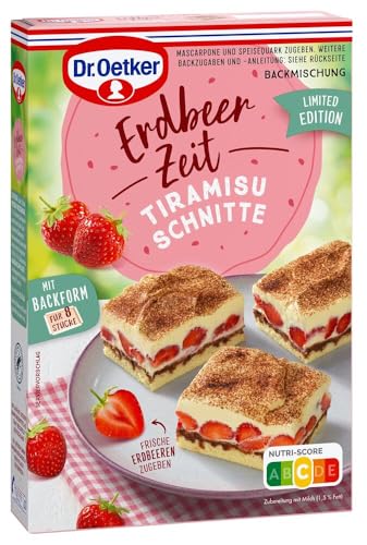 Dr. Oetker Erdbeer-Zeit Tiramisu-Schnitte, Backmischung, 5er Pack (5 x 200g) von Dr. Oetker