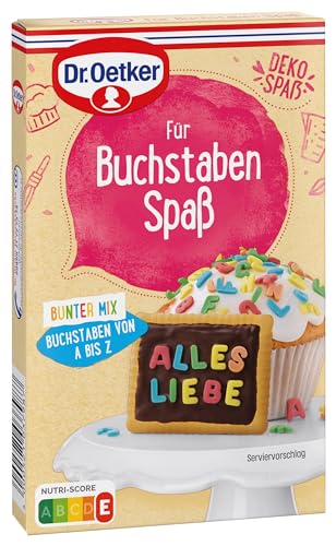 Dr. Oetker Für Buchstaben Spaß 4er Pack, 4 x Essbare Buchstaben für Torten | Essbare Tortendeko: Zucker-Dekor-Buchstaben als Tortendeko für Einschulungen und Co von Dr. Oetker