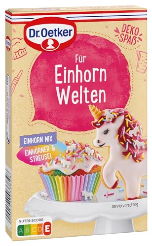 Dr. Oetker Für Einhorn Welten Einhorn Mix 4er Pack, 4 x 60 g Zucker-Dekor-Mix zum farbenfrohen Verzieren von Gebäcken und Desserts für besondere Momente von Dr. Oetker