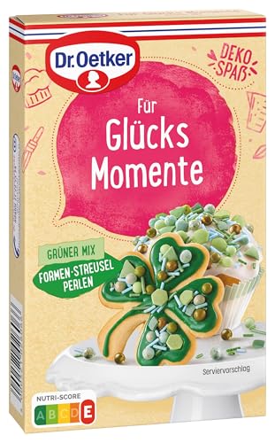 Dr. Oetker Für Glücks Momente Grüner Mix 4er Pack, 4 x 60 g Zucker-Dekor-Mix zum kreativen Verzieren von Gebäcken und Desserts für besondere Momente von Dr. Oetker