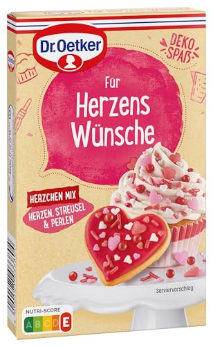 Dr. Oetker Für Herzens Wünsche Herzchen Mix 4er Pack, 4 x 60 g Zucker-Dekor-Mix zum liebevollen Verzieren von Gebäcken und Desserts für besondere Momente von Dr. Oetker