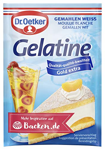 Dr. Oetker Gelatine gemahlen weiß, 3er Pack, je Tüte 9 g, Speisegelatine als Gelier- & Bindemittel beim Kochen und Backen, für Kuchen, Desserts uvm. von Dr. Oetker