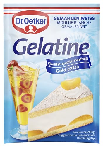 Dr. Oetker Gelatine gemahlen weiß 11er Pack, 11 x 3er Pack, je Tüte 9 g, Speisegelatine als Gelier- & Bindemittel beim Kochen und Backen, für Kuchen, Desserts uvm. von Dr. Oetker