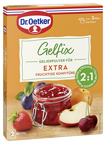 Dr. Oetker Gelfix Extra 2:1, 2x25g, Gelierpulver für extra fruchtige Konfitüre, traditionelles Geliermittel, Konfitüren, Marmeladen & Gelees selber machen, für 2 Teile Frucht und 1 Teil Zucker, vegan von Dr. Oetker