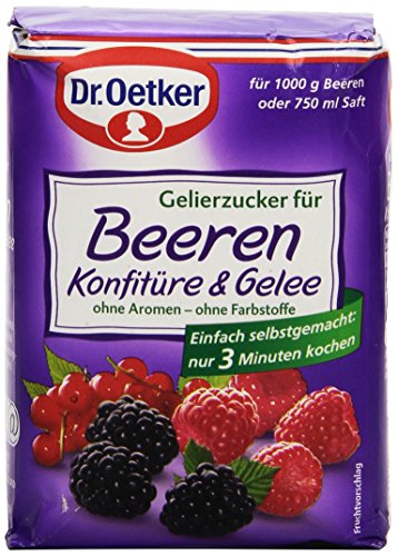 Dr. Oetker Gelierzucker für Beeren Konfitüre, 500 g, fertiger Gelierzucker, zum Selbermachen von Konfitüren & Gelees aus verschiedenen Beeren, vegan von Dr. Oetker