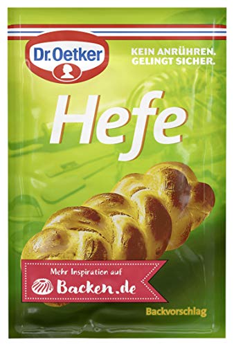 Dr. Oetker Hefe 4 x 7 g – Ein herrlich lockerer Hefeteig entsteht , Trockenhefe, die Teige bis zu 500 g Weizenmehl lockert und sich damit zum Backen von Kuchen und Broten eignet. von Dr. Oetker