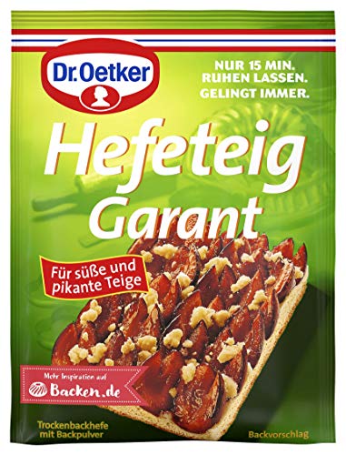Dr. Oetker Hefeteig Garant, je Tüte 32 g, Trockenbackhefe mit Backpulver, zum Backen von Kuchen und Hefebackwaren, für süße und herzhafte Teige, vegan von Dr. Oetker