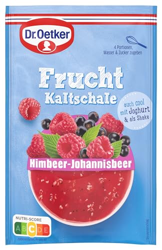 Dr. Oetker Kaltschale Himbeer-Johannisbeer 6er Pack, 6 x 57 g Dessertpulver für sommerliche Desserts, welche nach Himbeere und Johannisbeere schmecken, vegan von Dr. Oetker