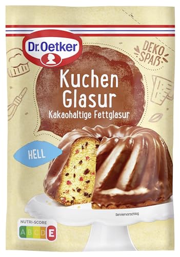 Dr. Oetker Kuchenglasur Hell, 150 g, kakaohaltige Fettglasur, zum Glasieren und Verzieren von Kuchen, Gebäck & Desserts von Dr. Oetker