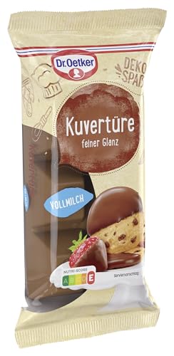 Dr. Oetker Kuvertüre Vollmilch, 6 x 150 g, Vollmilchschokoladen-Kuvertüre zum Schmelzen und Backen, ideal zum Füllen und Überziehen von Kuchen, Gebäck & Desserts, einfach portionierbar von Dr. Oetker