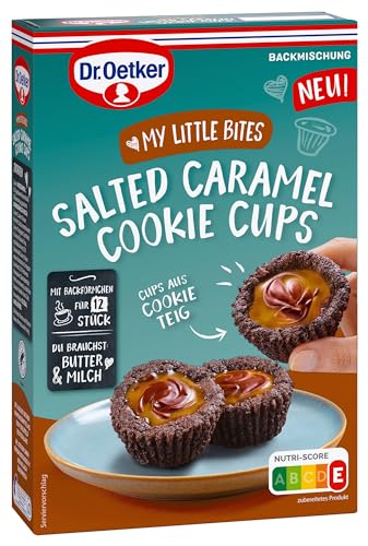 Dr. Oetker MY LITTLE BITES Salted Caramel Cookie Cups | Salted Caramel Cookies 4er Pack: Backmischung für jeweils 12 Schoko Cookie Cups mit Salted Caramel-Schoko-Füllung von Dr. Oetker