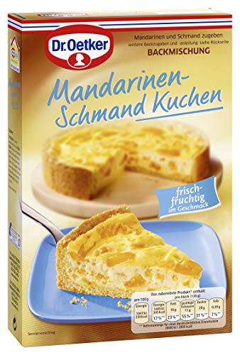 Dr. Oetker Mandarinen-Schmand Kuchen, 4 x 460 g, Backmischung für Schmand-Kuchen mit fruchtig-frischem Geschmack, einfache Zubereitung & gelingsicheres Backen von Dr. Oetker