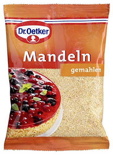 Dr. Oetker Mandeln gemahlen, 100 g, gemahlene süße Mandeln zum Einbacken und Dekorieren von Gebäck, Torten & Desserts, verzehrfertig, vegan von Dr. Oetker