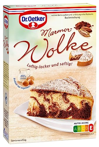 Dr. Oetker Marmor-Wolke 4er Pack, 4 x 455 g, Backmischung für besonders luftig-lockeren Rührkuchen, zum Zubereiten von besonders lockerem und saftigem Marmorkuchen, mit Dekorzucker von Dr. Oetker