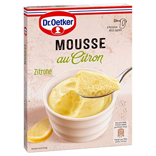 Dr. Oetker Mousse au Citron, 93 g Cremepulver für luftig-lockere Zitronen-Dessert-Mousse für extra frischen Dessert-Genuss von Dr. Oetker