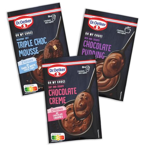 Dr. Oetker OH MY CHOC! 15er Probier-Set, 5 x Chocolate Creme, 5 x Chocolate Pudding, 5 x Triple Choc Mousse, Dessertpulver für Schoko-Creme, Schoko-Pudding und Schokoladenmousse von Dr. Oetker