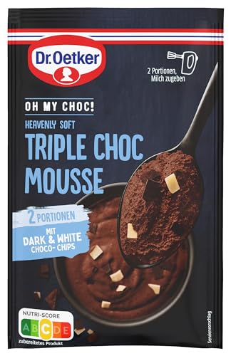 Dr. Oetker OH MY CHOC! Heavenly Soft Triple Choc Mousse | Mousse Schokolade | Mousse au Chocolat: 70 g Cremepulver für Schokoladenmousse mit Choco-Chips von Dr. Oetker