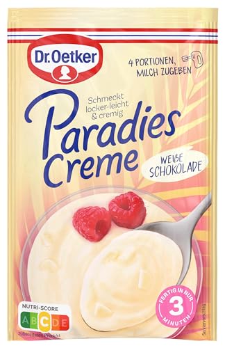 Dr. Oetker Paradies Creme Weiße Schokolade 11er Pack, 11 x 70 g Dessertpulver mit dem Geschmack von Weißer Schokolade zur Zubereitung eines Creme-Desserts, vier Portionen. von Dr. Oetker