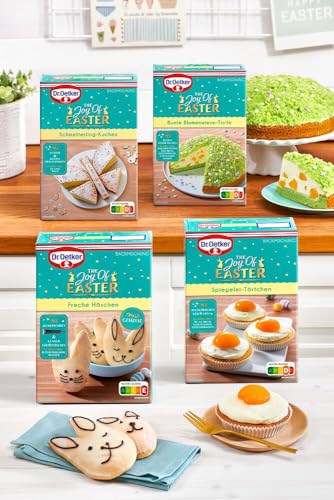 Dr. Oetker Probier-Set Osterkuchen, 8er-Set The Joy of Easter Backmischungen, 2 x Spiegelei-Törtchen, 2 x Freche Häschen, 2 x Bunte Blumenwiese-Torte, 2 x Schmetterling-Kuchen, Ideal zu Ostern von Dr. Oetker