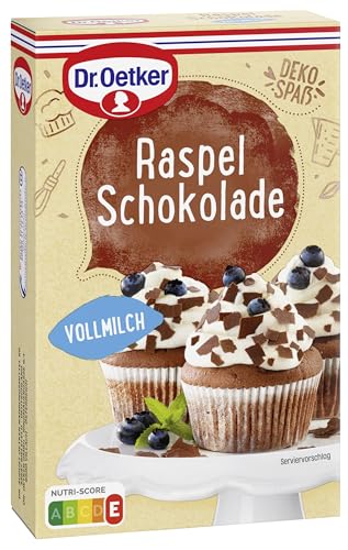 Dr. Oetker Raspelschokolade Vollmilch, 5 x 100 g, geraspelte Vollmilchschokolade, zum Verfeinern und Dekorieren von Torten, Eis & Desserts von Dr. Oetker