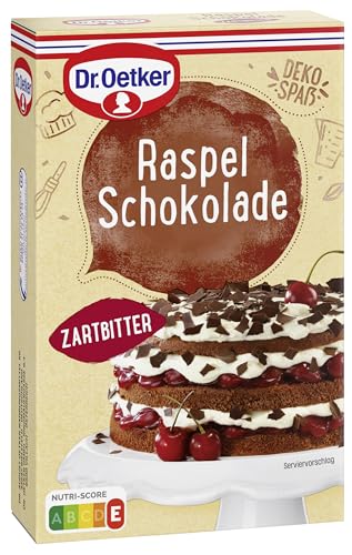 Dr. Oetker Raspelschokolade Zartbitter 5er Pack, 5 x 100 g, geraspelte Zartbitterschokolade, zum Verfeinern und Dekorieren von Torten, Eis & Desserts, vegan von Dr. Oetker