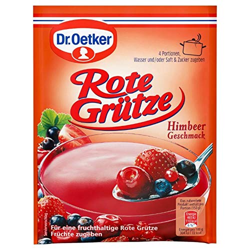 Dr. Oetker Rote Grütze Himbeer-Geschmack 3er: 3 x 40 g Dessertpulver für Rote Grütze Genuss mit Himbeer-Geschmack, vegan von Dr. Oetker