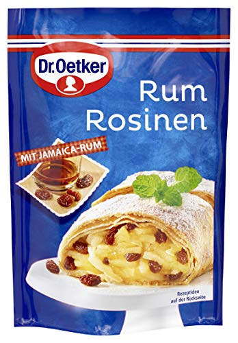 Dr. Oetker Rum Rosinen, 125 g, saftige Rosinen mit Jamaika Rum, zum Backen und Füllen von Torten, Kuchen & Gebäck, getrocknete Trauben, vielseitig einsetzbar, vegan von Dr. Oetker