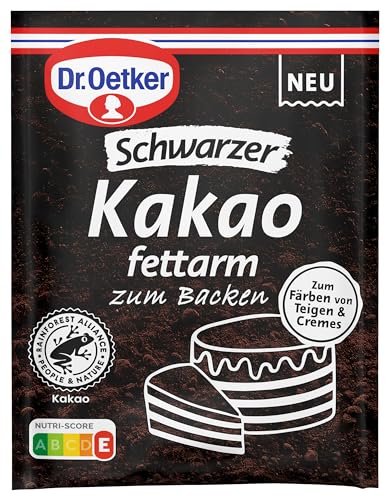 Dr. Oetker Schwarzer, Fettarmer Kakao zum Backen: Fettarmer, schwarzer Kakao zum Backen, für das Färben von Teigen und Cremes, für Kekse oder Kuchen, 10er Pack (10 x 30g) von Dr. Oetker