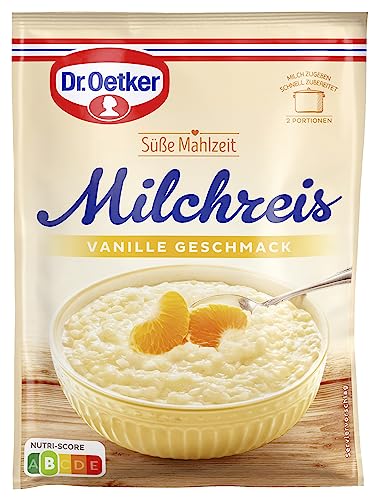 Dr. Oetker Süße Mahlzeit Milchreis Vanille-Geschmack, 16er Pack (16 x 125 g) Mischung für Milchreis für Milchreis mit Vanille-Geschmack als schnelle Zwischenmahlzeit von Dr. Oetker