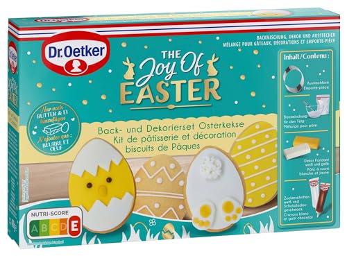 Dr. Oetker The Joy of Easter Back- und Dekorier-Set Osterkekse 3er Pack, 3 x Set mit Osterei Ausstecher, Backmischung, Dekor Fondant und Zuckerschrift zum Osterkekse formen, jeweils 488 g von Dr. Oetker