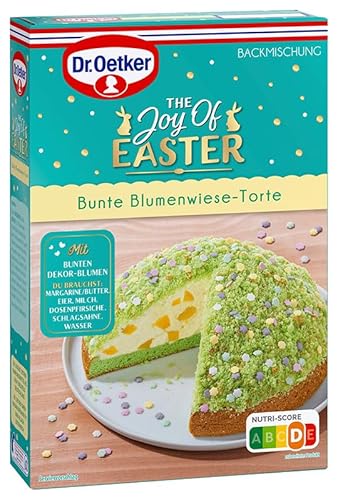 Dr. Oetker The Joy of Easter Bunte Blumenwiese-Torte 6er Pack, Bundle aus 6 Backmischungen für einen Maulwurfkuchen mit Pfirsichen und Zucker-Dekor-Blumen, Perfekter Kuchen für Ostern (6 x 337g) von Dr. Oetker