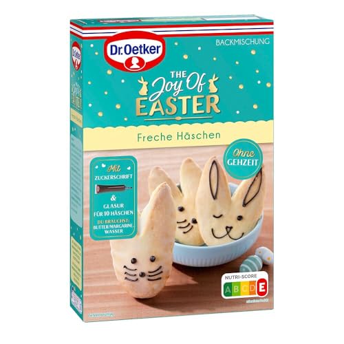 Dr. Oetker The Joy of Easter Freche Häschen 6er Pack, Bundle aus 6 Hasen Figuren geformt aus Hefeteig, verziert mit süßer Glasur und Zuckerschrift mit Schokoladengeschmack, Ideal zu Ostern (6 x 429g) von Dr. Oetker