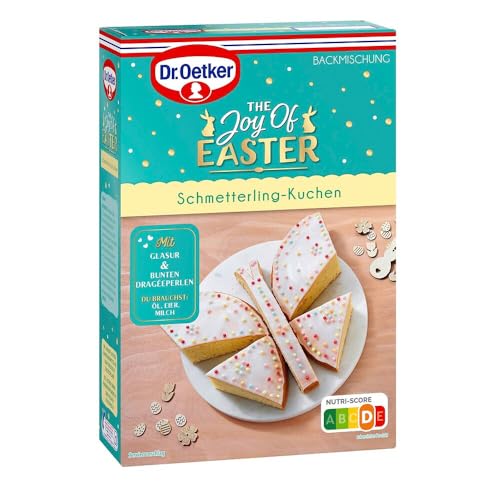 Dr. Oetker The Joy of Easter Schmetterling-Kuchen 6er Pack, Bundle aus 6 Backmischungen für einen bunten Schmetterling-Kuchen mit Glasur und Dragéeperlen als Tortendeko | Ideal zu Ostern (6 x 560g) von Dr. Oetker