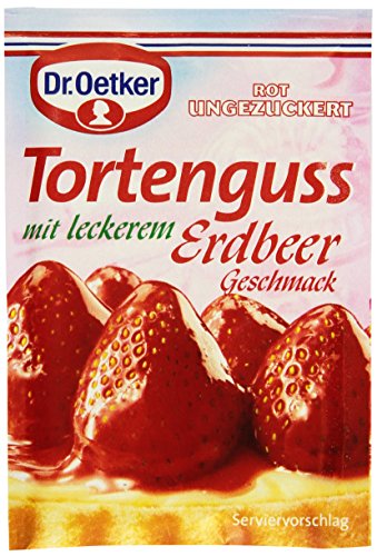 Dr. Oetker Tortenguss Erdbeer, 3 x 12,5 g, festigender Guss mit Erdbeeren-Geschmack, für Obstkuchen & Torten, schnelles und einfaches Anrühren von Dr. Oetker