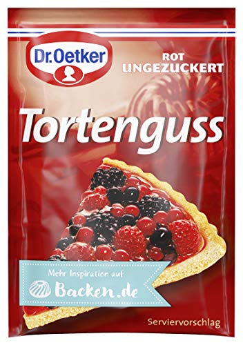 Dr. Oetker Tortenguss rot, 1 x 3er Pack, je Tütchen 12 g, festigender Guss für Obstkuchen & Torten, schnelles und einfaches Anrühren, für farbigen Glanz von Dr. Oetker