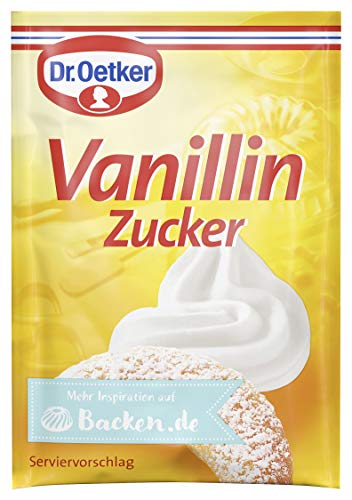 Dr. Oetker Vanillinzucker, 12 x 8 g, Zucker verfeinert mit Vanillin, zum Backen und Süßen von Kuchen, Desserts & Shakes, vegan von Dr. Oetker