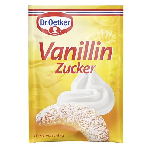 Dr. Oetker Vanillinzucker 10er Pack, insgesamt 50 Tütchen (10 x 5 x 8 g), Zucker verfeinert mit Vanillin, zum Backen und Süßen von Kuchen, Desserts & Shakes, vegan von Dr. Oetker