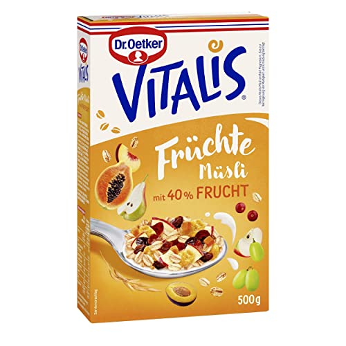 Dr. Oetker Vitalis Früchtemüsli: Müsli für Frühstück & Zwischendurch, hervorragend mit Milch, Joghurt oder Obst, 1er Packung, 500g von Dr. Oetker