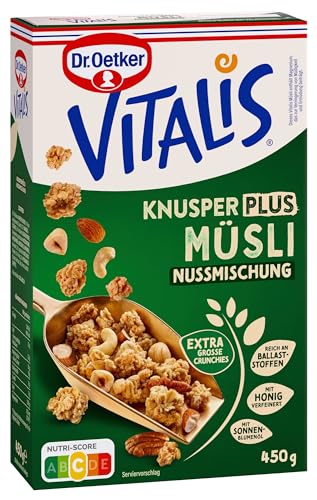 Dr. Oetker Vitalis KnusperPlus Nussmischung: Knuspermüsli mit einer Auswahl erlesener Nüsse, 3er Packung, (3 x 450g) von Dr. Oetker