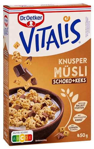 Dr. Oetker Vitalis Knuspermüsli Schoko-Keks, 450 g Knuspermüsli mit Schokostückchen und Keks von Dr. Oetker