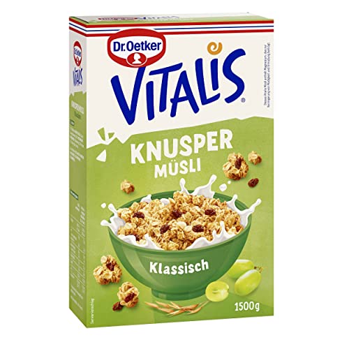 Dr. Oetker Vitalis Knuspermüsli klassisch, 1.500 g Großpackung knuspriges Frühstücksmüsli mit Rosinen von Dr. Oetker