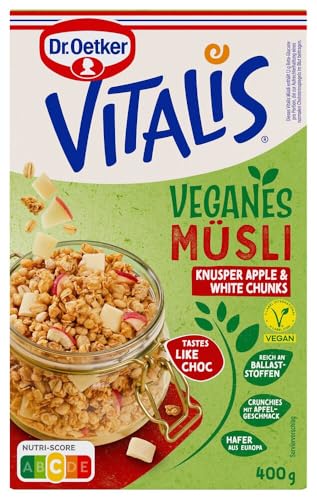 Dr. Oetker Vitalis Veganes Müsli Knusper Apple & White Chunks – Vitalis Müsli mit Granola Müsli, weißen Chunks und Apfelscheiben 5er Pack (5 x 400g) von Dr. Oetker