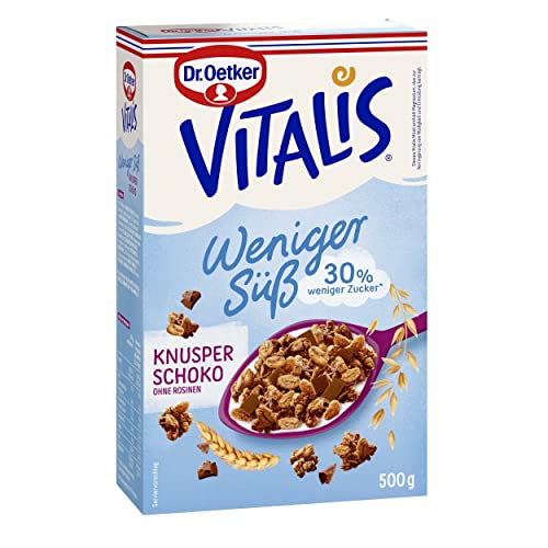 Dr. Oetker Vitalis Weniger Süß Knusper Schoko, 500 g Knuspermüsli mit 30% weniger Zucker von Dr. Oetker