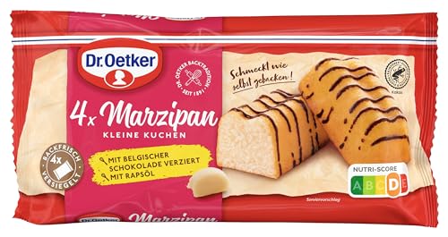 Dr. Oetker fertige kleine Marzipankuchen 5er Pack, jeweils 4 Kuchen à 35 g, Mini Rührkuchen mit Marzipan, glasiert mit Schokolade, einzeln verpackt, sofort verzehrfertig, ideal für unterwegs von Dr. Oetker