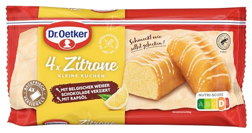 Dr. Oetker fertige kleine Zitronenkuchen 5er Pack, jeweils 4 Stück à 35 g, Mini Zitronen-Rührkuchen mit Zitronen-Fettglasur, einzeln verpackt, sofort verzehrfertig, ideal für unterwegs von Dr. Oetker